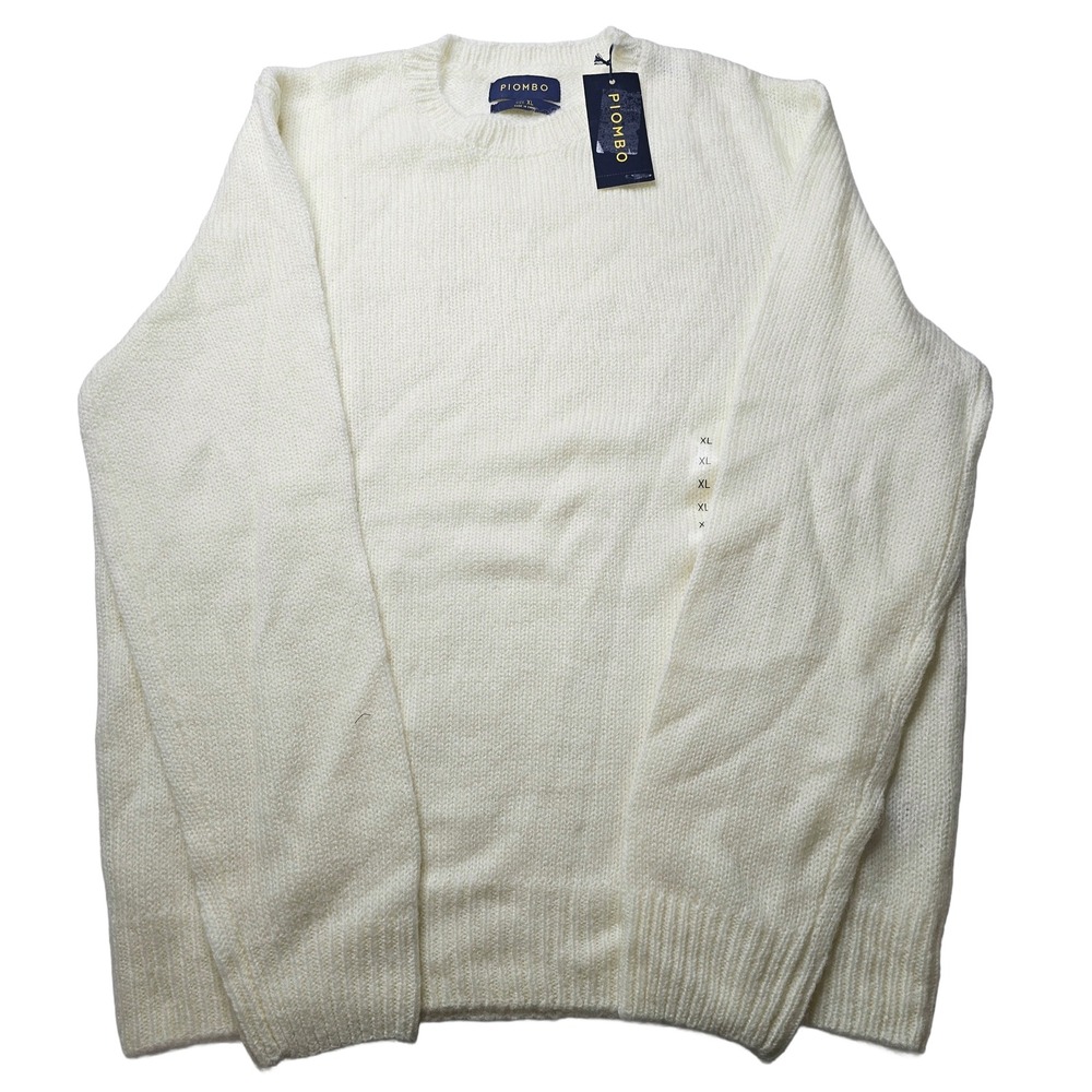 Piombo XL Mens Cream Crew Neck Sweater Knit Pullover Long Sleeve
